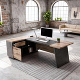 78.74 Inch L Shaped Office Desk with Drawers & Built-in Power Access, Large Executive Workstation with Storage Cabinet