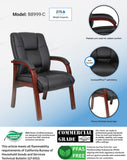 Boss Boss Office Products Mid Back Wood Finished Guest Chairs, Black/Cherry (B8999-C)
