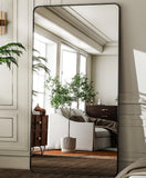 HARRITPURE 80"x40" Oversized Full Length Mirror - Rectangular Black Aluminum Frame Floor Mirror with Stand for Bedroom, Living Room, Cloakroom, Full Body Reflection