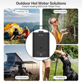 OEVANT Propane Water Heater, 1.58GPM 6L Portable Tankless Water Heater with Handle & Overheating Protection, Propane Gas, Instant Hot Water for RV Camping, Outdoor Shower (BLACK)