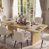 LEYAOYAO Extendable Dining Table for 4-6,63"–79" with Fluted Base(Natural)