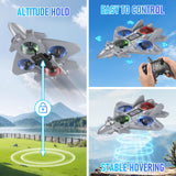 Liorbrix RC Plane Remote Control Airplane for Kids Aged 8+, RC Planes Foam Drones for Adult Kids, Fighter Jet Toy with Lights 360°Flip and Rotation Stunts, Airplane Toy Gifts for Boys