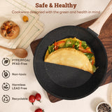 SODAY 17 Pcs Pots and Pans Set Non Stick Kitchen Cookware Sets Nonstick Induction Cookware Non-toxic Black Granite Cooking Tools