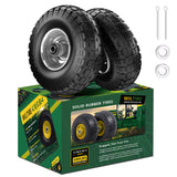 Wiltire (2 Pack) 4.10/3.50-4 Flat Free Tire and Wheel 10-Inch Solid Wheel Replacement with 5/8 Bearings,2.2" Offset Hub -Compatible with Hand Truck,Wheelbarrow(Gray)