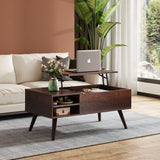 WLIVE Lift Top Coffee Table with Hidden Storage, Adjustable Shelf, Espresso