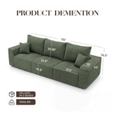 115" Modular Sectional Sofa, 3-Seater Boneless Cloud Couch, Green