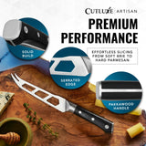 Cutluxe Cheese Knife – 5" Cheese Knife Slicer for Soft and Hard Cheese – Pronged, Serrated & Non Stick Blade – High Carbon German Steel – Artisan Series
