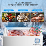 Kismile 7.0 Cubic Feet Chest Freezer with Removable Baskets Free Standing Top Open Door Compact Freezer (7.0 Cu.Ft, White)