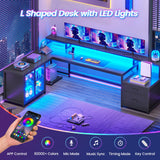 SEDETA 78.7” Large L Shaped Gaming Desk with Drawers, LED Light