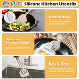 15-Piece Kitchen Cooking Utensils Set with Holder, Homikit Heat Resistant Food Grade Silicone Kitchen Utensils include Slotted Spatula- Khaki