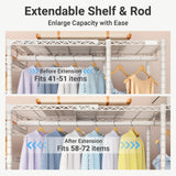 VIPEK X5 Extra Large Expandable Clothes Rack Adjustable from 7'8" to 10'5", Reach-in Closet Metal Clothing Racks Walk-in Freestanding Wardrobe Portable Closets, White