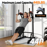 Power Tower Pull Up Station, Dip Station with Stable H-Shaped Base, Adjustable Height for Pull-Ups, Dips, Knee Raises & Calisthenics Training