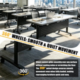 Folding Conference Table, Modular Conference Tables with Silent Wheels and 2 Cable