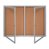 WorkPro® Enclosed Double-Door Cork Bulletin Board, 36" x 48", Aluminum Frame with Silver Finish