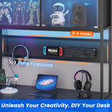 L Shaped Gaming Desk with 2 Drawers and Hutch, Home Office Computer Desk with Computer Stand and Pegboard