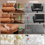 ovios Home Office Chair with Thick Cushion, Mid-Century Modern Faux Leather Ergonomic Chairs, High Back Swivel Rolling Computer Executive Armchair (Brown, Suede Leather)