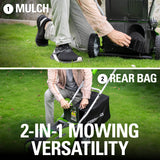 Greenworks 40V 16" Cordless Electric Lawn Mower + 40V Sweeper (150 MPH), 4.0Ah Battery and Charger Included