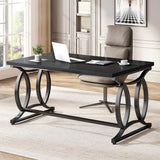 HSH Home Office Computer Desk, Black Modern Wood Metal Writing Desk 47 Inch
