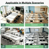 4 Pack Folding White Conference Table,47.2in Modular Mobile Training Table