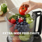 Cold Press Juicer, 5.5inch Wide Feed Chute Juicer Extractor Machine, Slow Masticating Juicer for Whole Vegetables & Fruits, Black