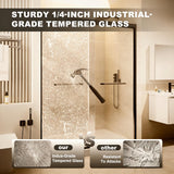 AMAPO Shower Door Double Sliding 60in.W x 72in.H Semi-Frameless Shower Doors,1/4 inch Clear Tempered Glass Door for Walk-in Shower, Black