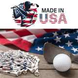 ProActive Sports MAGA 3 ¼” 100 Pack of Durable 6 Prong Plastic Golf Tees Featuring Patriotic American Flag Print - Made in The USA