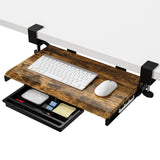 ETHU Small Keyboard Tray Under Desk with Metal Rail, 19.7x11.8", Walnut