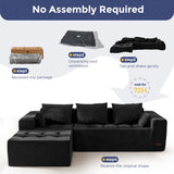 MAXYOYO Modular Sectional Sofa Couch, L Shaped Boneless Cloud Couch with Flexible Ottoman, Chenille Upholstered Living Room Comfy Sofa Chair for Living Room, No Assembly Required, Black