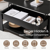 Yaheetech Wooden Coffee Table, Lift Top Coffee Table with Large Hidden Storage Shelf, Lift Tabletop Dining Tables for Living Room, Home Small Space, 38.6in, Black Yaheetech