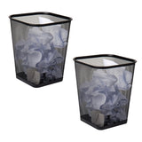 2-Pack Mesh Trash Cans, Square Metal Wastebasket Bins for Office, Black