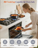Nuwave Essential Series 5PC Ceramic Cookware Set PFAS-Free, G11 Duralon Blue Coating, Pots and Pans Set Non Stick