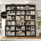 FACBOTALL 75" Tall Bookshelf, Black Bookshelf and Bookcase with 6 Doors
