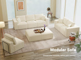 Modular Sectional Sofa Bed with Chaise, 115" Memory Foam Cloud Couch, Beige