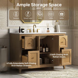 DELUXE LIVING 48 Inch Bathroom Vanity with Sink, Fully Assembled, Light Oak