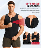 Nebility Compression Shirt Men Tank Top Compression Undershirt Mens Shapewear Body Shaper Waist Trainer Tummy Control Vest, Black - Large