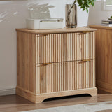 2 Drawer File Cabinet with Charging Station, 30" Fluted Lateral File Cabinet w/Files Hanging Rod for Letter