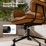 HomeZeer Brown Office Chair with Memory Foam Cushion, Fabric Office Chair with Wheels and Arms