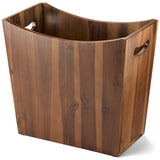 Tidita 3-Gallon Acacia Wood Wastebasket, Small Wood Trash Can with Handles