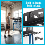 Heavy-Duty Wall Mounted Metal Gym Wall Storage Rack, Multi-Purpose Home Gym Organization & Gym Equipment Storage Organizer for Yoga Mat, Resistance Bands, Jump Ropes, Weight Belts – Space-Saving Garage Gym Storage with Removable Hooks