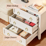 Huuger Paint Night Stand with Charger Station and USB-C Port, 3 Drawer Nightstands Set of 2, Larger Wider Bedside Table, Modern End Table, for Bedroom, White Nightstand
