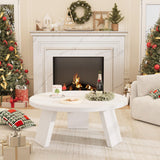 IDEALHOUSE 33.5" Round Coffee Table, Modern Circle Center Table with Inclined Legs, Accent Cocktail Tables for Living Room, Bedroom, Easy Assembly, White