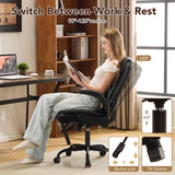 Home Office Desk Chair, Back Support Swivel Executive Office Chair with Wheels and Flip-Up Armrests