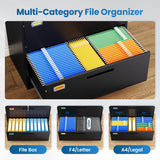 PEUKC 4 Drawer File Cabinet, Lateral Filing Cabinets for Home Office, Office Storage Drawers with Lock, Hanging Files Legal/Letter A4 Size (Assemble Required,Black)