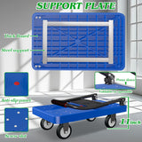 Platform Truck, 880lbs Capacity Heavy-Duty Foldable Hand Cart w/ 360° Swivel Wheels