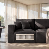 115" Modular Sectional Sofa, U Shaped Cloud Boneless Couch Black