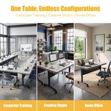 Folding Conference Table, Modular Conference Tables with Silent Wheels and 2 Cable