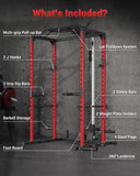 GarveeLife Power Cage, Power Racks for Home Gym with Pulley System, 1200 LBS Weight Capacity Multi-Functional Squat Rack for Strength Workout (Red D1002)
