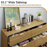 blini 6-Drawer Dresser for Bedroom, 55" Wide Wooden Chest of Drawers Modern Dressers & Chests of Drawers for Living Room, Entryway, Home Office