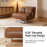DinaiteEain 39.4" 3-in-1 Faux Leather Convertible Sofa Bed, Loveseat Brown