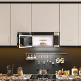KoolMore 1.9 Cu. Ft. Over the Range Microwave Oven with Oven Lamp and 300CFM Recirculation Vent Hood Function, Auto Cook Menus, Reheat Function, 11 Power Levels, Timer, and Weight Defrost (KM-MOT-2SS)